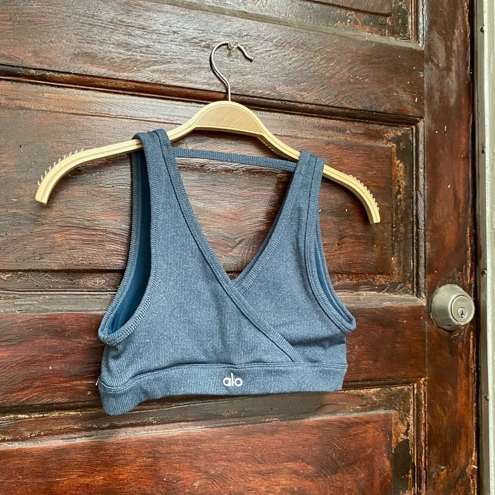 ALO Yoga Blue Cross-Back Sports Bra